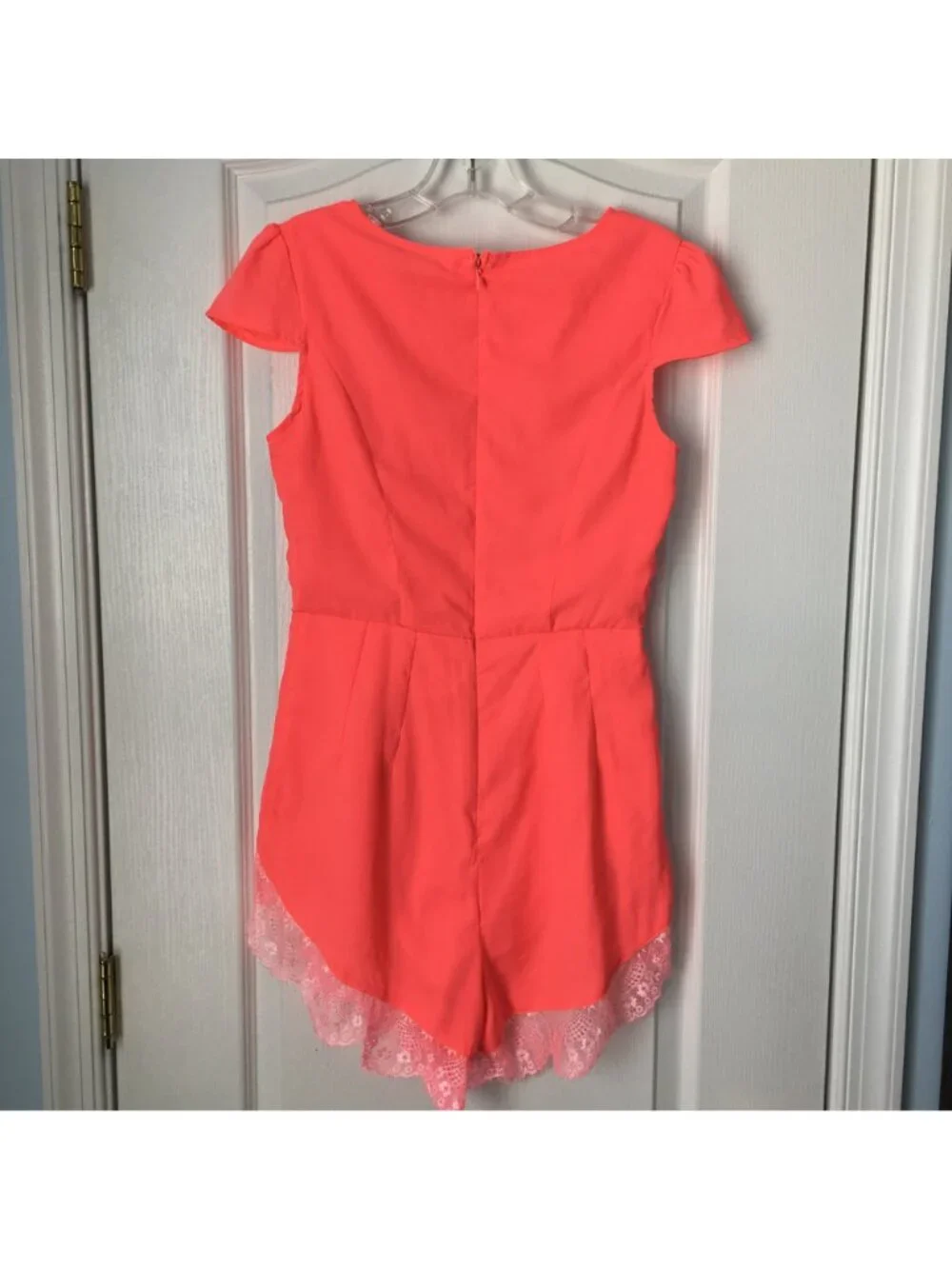 Shareen Romper Size 8 Orange with Lace Detail Shorts